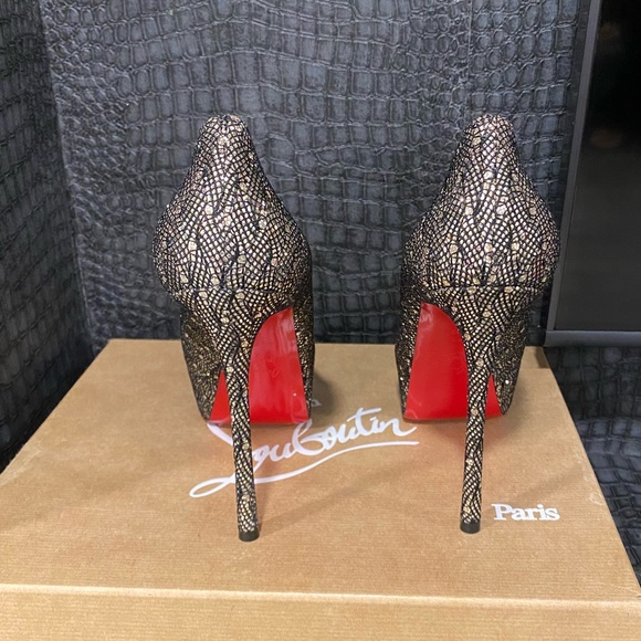 Black/Silver Fetish Peep 130 Glitter Peep toe Pump - Picture 5 of 6